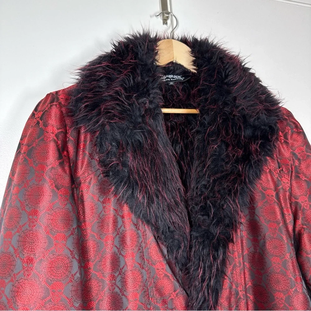 Vtg  Dragonfly Clothing Women’s M Skull Spider Pimp Jacket Fur Satin Gothic - Picture 4 of 13